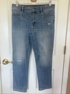 Chico's Light Blue Distressed Ankle Jeans